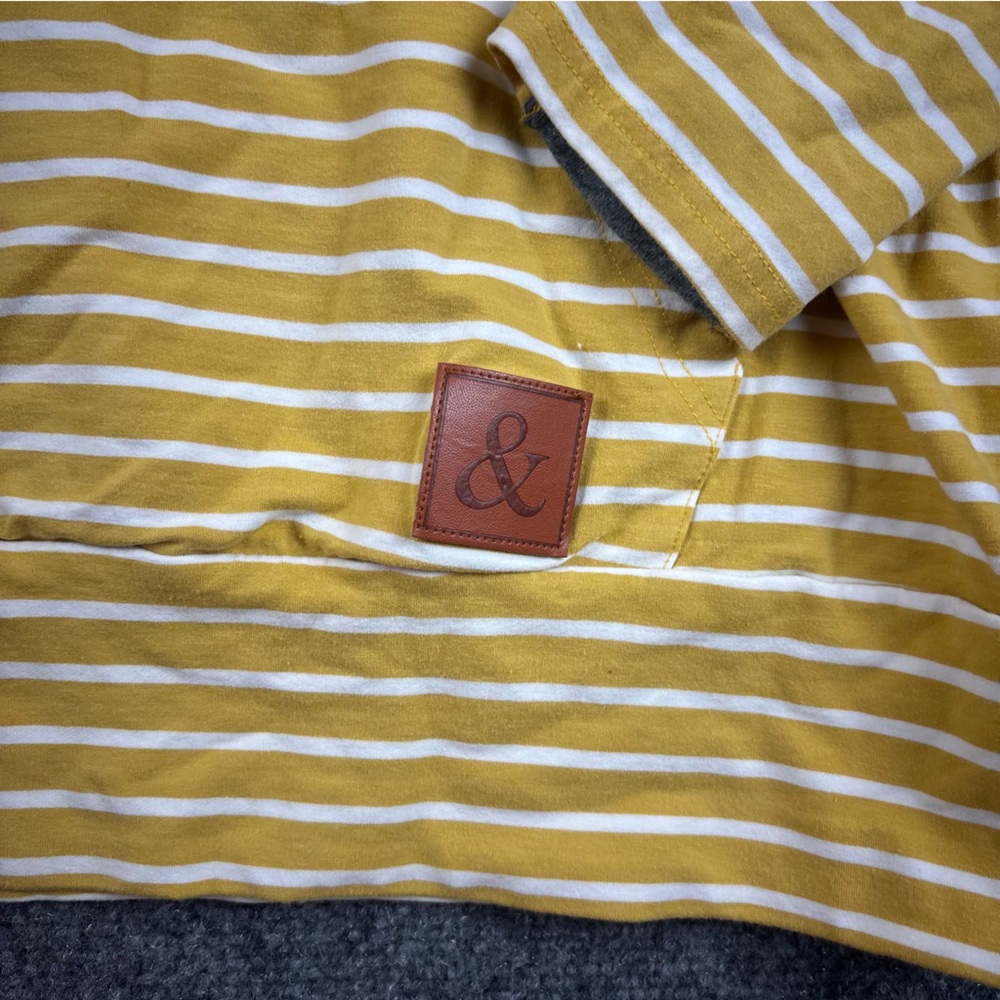 AMPERSAND AVE Women’s Yellow stripe 1/4 Zip Hooded Sweatshirt size: XL - Picture 4 of 7